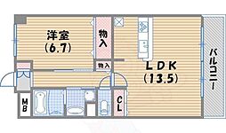 グランジェ東甲子園 1LDKの間取図画像