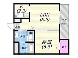Grande甲子園 1LDKの間取図画像