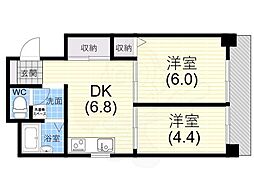 ハイコート甲子園 2DKの間取図画像