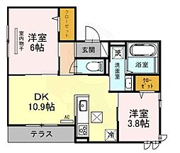 コンフォール甲子園口 2LDKの間取図画像