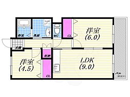 タカソウハイツ熊野 2LDKの間取図画像