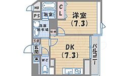 西宮アネックス 1DKの間取図画像