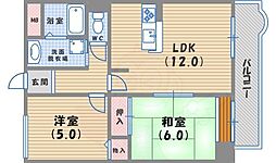 ジオレミヨ甲子園口 2LDKの間取図画像