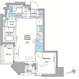 ルフォンプログレ上野稲荷町ザ・レジデンス 1LDKの間取図画像