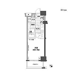 パークハビオ人形町 1Kの間取図画像