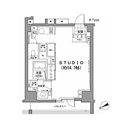 パークハビオ八丁堀 ワンルームの間取図画像
