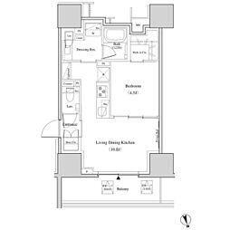 ザ・パークハビオ北千住 1LDKの間取図画像