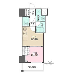 ザ・パークワンズ深川門前仲町 1DKの間取図画像