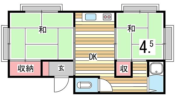 マンション芦屋の里 ｜兵庫県芦屋市大原町(賃貸マンション2DK・4階・34.00㎡)の写真 その2