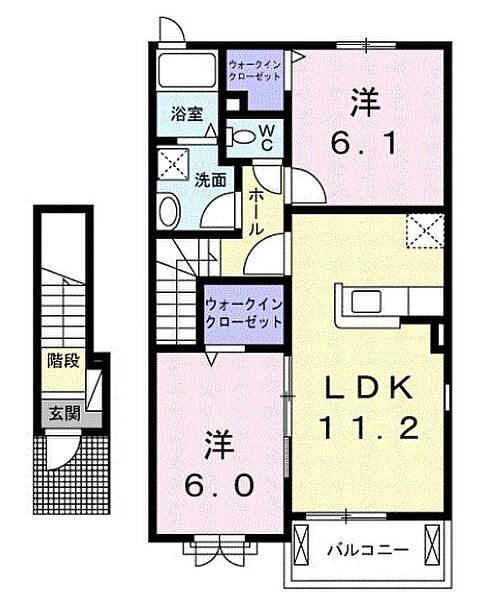 コウジィー・コートII ｜兵庫県西宮市山口町下山口４丁目(賃貸アパート2LDK・2階・57.64㎡)の写真 その2