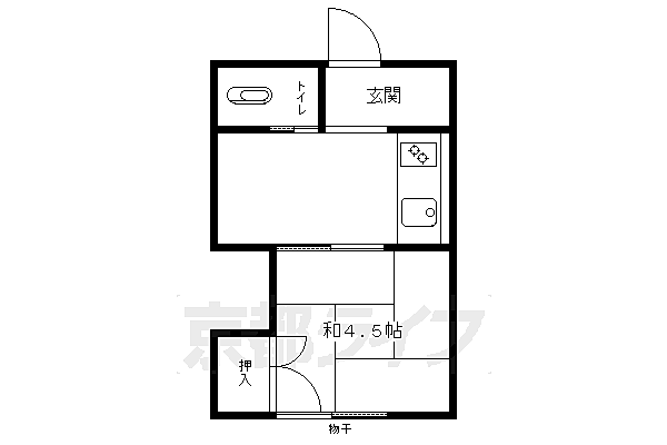 清風荘 7｜京都府京都市左京区北白川久保田町(賃貸アパート1K・2階・17.96㎡)の写真 その2