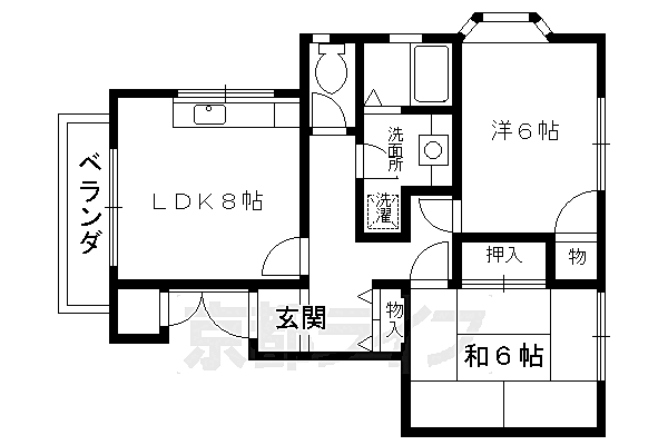 メゾンプランドール 202｜京都府京都市左京区岩倉忠在地町(賃貸アパート2LDK・2階・51.75㎡)の写真 その2