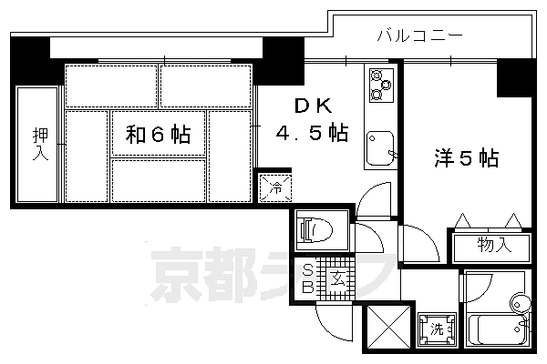 京都府京都市上京区上天神町(賃貸マンション2DK・4階・40.12㎡)の写真 その2