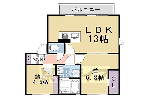 ラフィーネ北山 206｜京都府京都市左京区松ケ崎海尻町(賃貸アパート1SLDK・2階・52.50㎡)の写真 その2