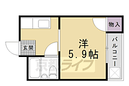 京都市営烏丸線 鞍馬口駅 徒歩4分の賃貸マンション 2階ワンルームの間取り
