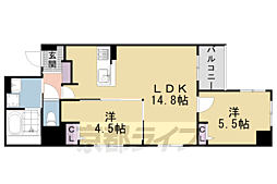 ヴィラ御所南 4階2LDKの間取り