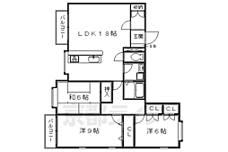 ヴィラ比叡 2階3LDKの間取り