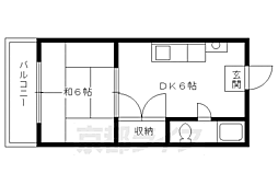 銀閣寺ハイツ 4階1DKの間取り