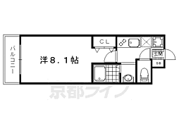 京都市営烏丸線 鞍馬口駅 徒歩3分の賃貸マンション 2階1Kの間取り