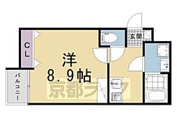 仮）左京区北白川西町計画 2階1Kの間取り