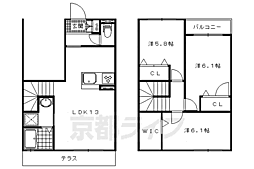 京都市営烏丸線 北大路駅 徒歩17分の賃貸アパート 1階3LDKの間取り