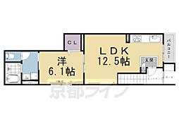ブリエ松原 1LDKの間取図画像