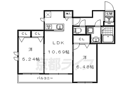 シャイニングテラス西賀茂 2LDKの間取図画像