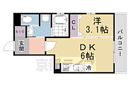 Live Flat京都西院 1DKの間取図画像