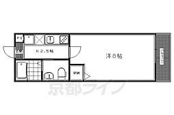 フラッティ京大北 1Kの間取図画像