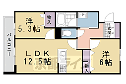 レラトア上賀茂 2LDKの間取図画像