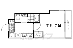シエルコート北白川 1Kの間取図画像