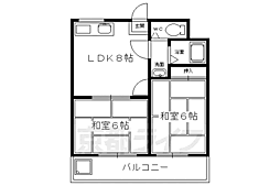 コーポ京洛 2LDKの間取図画像