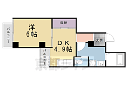 フレーヴァー北山 1DKの間取図画像