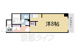 ドルス百万遍 1Kの間取図画像