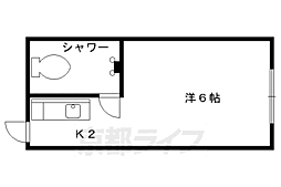 粟津ハイツ 1Kの間取図画像