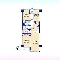 ハイツ越谷 3LDKの間取図画像