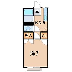 チェリーハイツS2 1Kの間取図画像