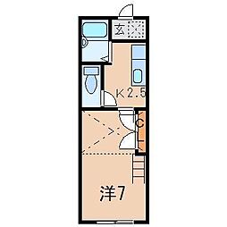 アトリエ・M 1Kの間取図画像