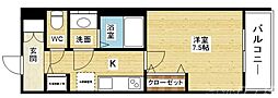 Luxe三国II 1階1Kの間取り
