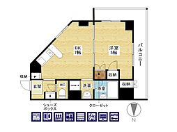 おおきに北大阪リバーフロント 1DKの間取図画像