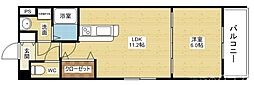 第5アローズ新大阪 1LDKの間取図画像
