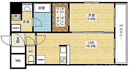 グランカーサ新大阪South 1LDKの間取図画像
