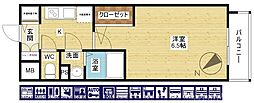 エスリード大阪デュアルゲート 1Kの間取図画像