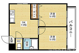サンサーラ新大阪 2LDKの間取図画像