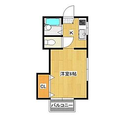メゾン桜 2階1Kの間取り
