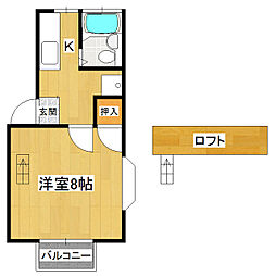 パールハイム松栄 1Kの間取図画像