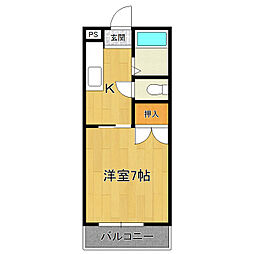 沼尻ハイツC 1Kの間取図画像