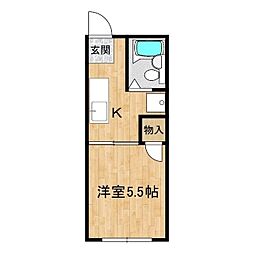 コーポサクラ 1Kの間取図画像
