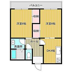 フラワーパーク佐藤 2DKの間取図画像