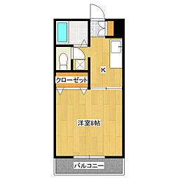 コーポ桜C 1Kの間取図画像